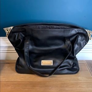 Versace Parfums Black Leather and Gold Travel Bag